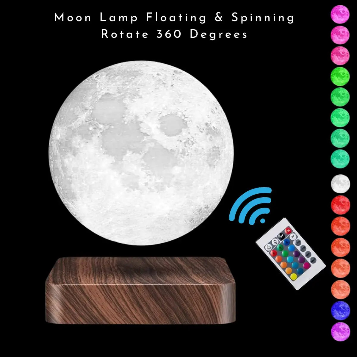 16 Colors Magnetic Levitation Moon Lamp Touch Floating 3D LED Printing Bedroom Bedside Atmosphere Desk Lamp Friends Gift