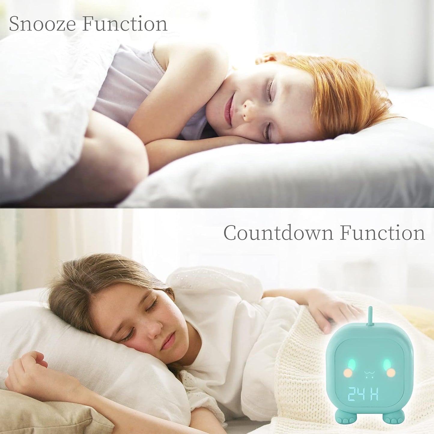 Kids Alarm Clock Children Bedroom Sleep Trainer with Snooze Wake up Light&Night Light Cute Digital Dinosaur Clock with USB for Boys Girls Gifts