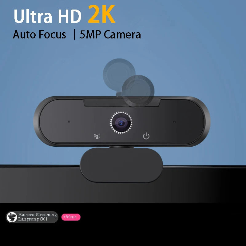 Ultra HD 2K PC Webcam USB Webcams Auto Focus Computer Web Cam with Microphone Camera for Live Streaming/ Video/ Conference