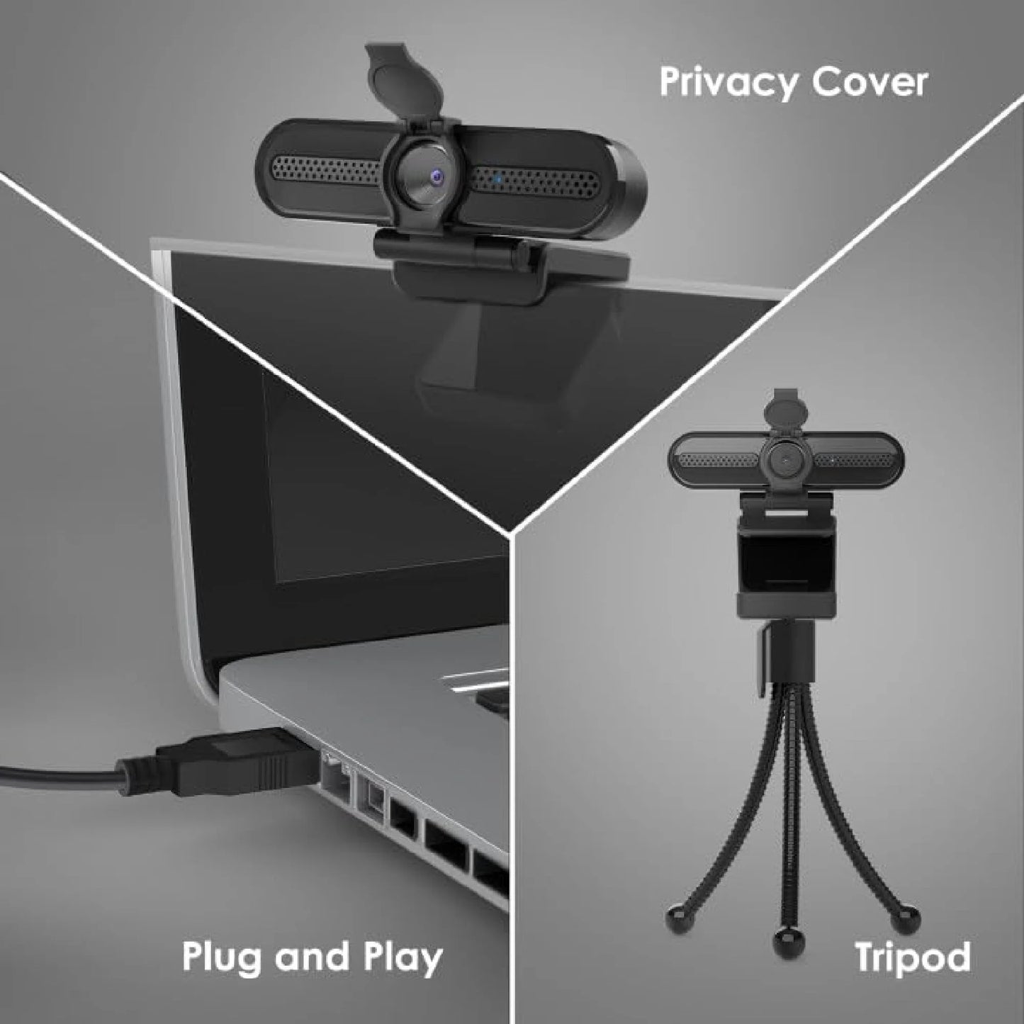 2K/1080P Webcam with 2 Microphones for Laptop Conference Streaming PC USB Web Cam Autofocus
