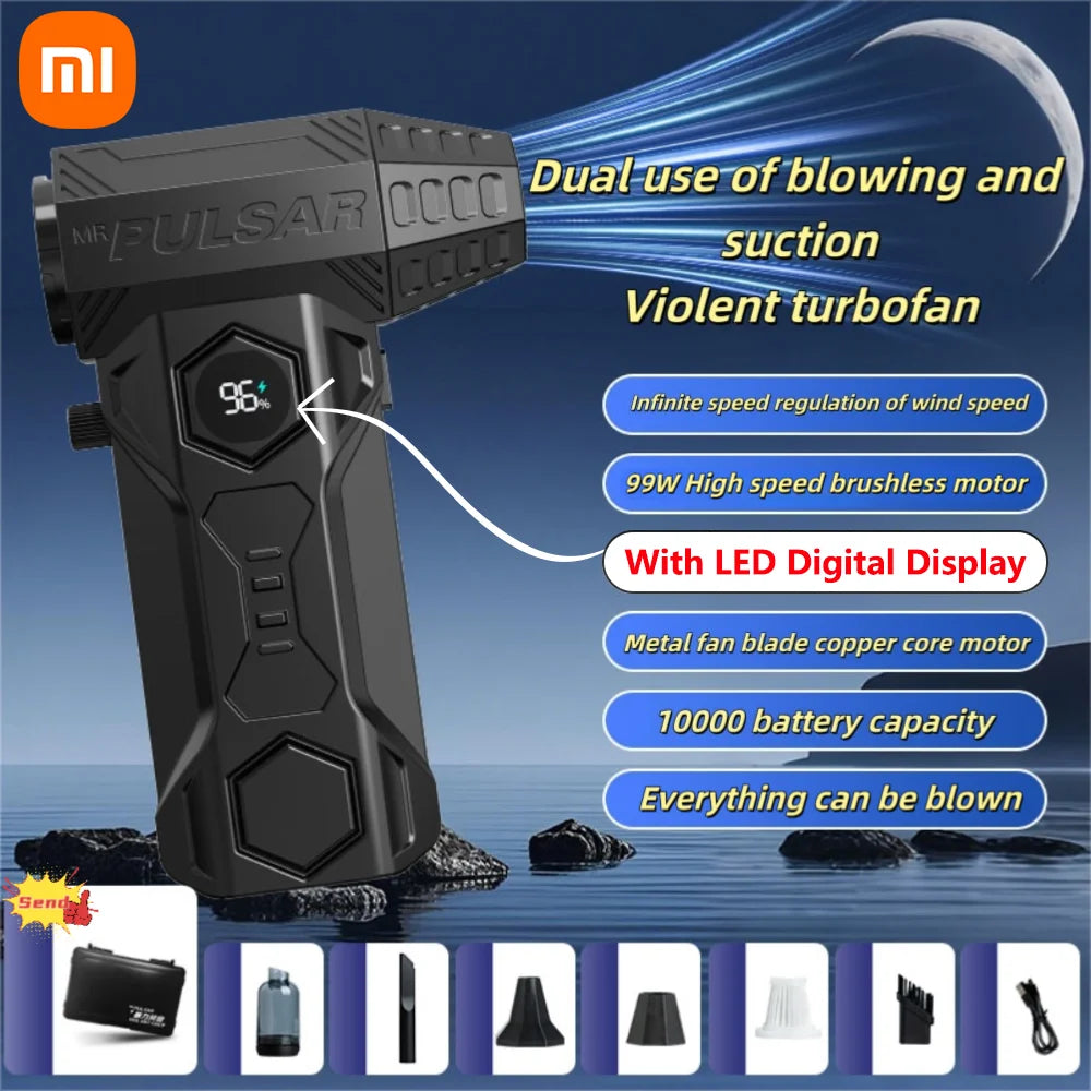 Xiaomi Turbo Jet Blower 990000RPM High Power Air Blower Brushless Motor Turbo Fan Wind Speed 75M/S 10000Mah Violent Air Blower