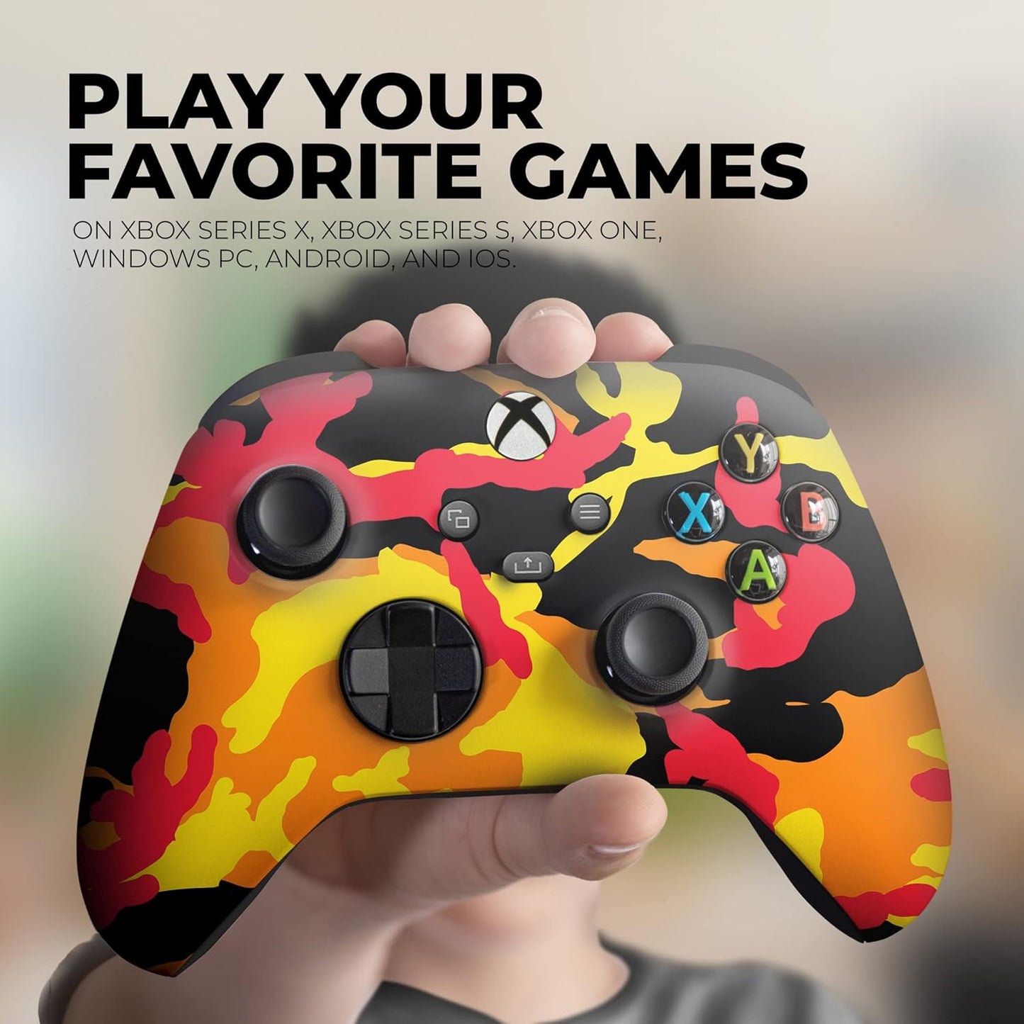 Fall Camo Custom X-Box Controller Wireless Compatible with X-Box One/Series X/S Proudly Customized in USA with Permanent HYDRO-DIP Printing (NOT JUST a SKIN)