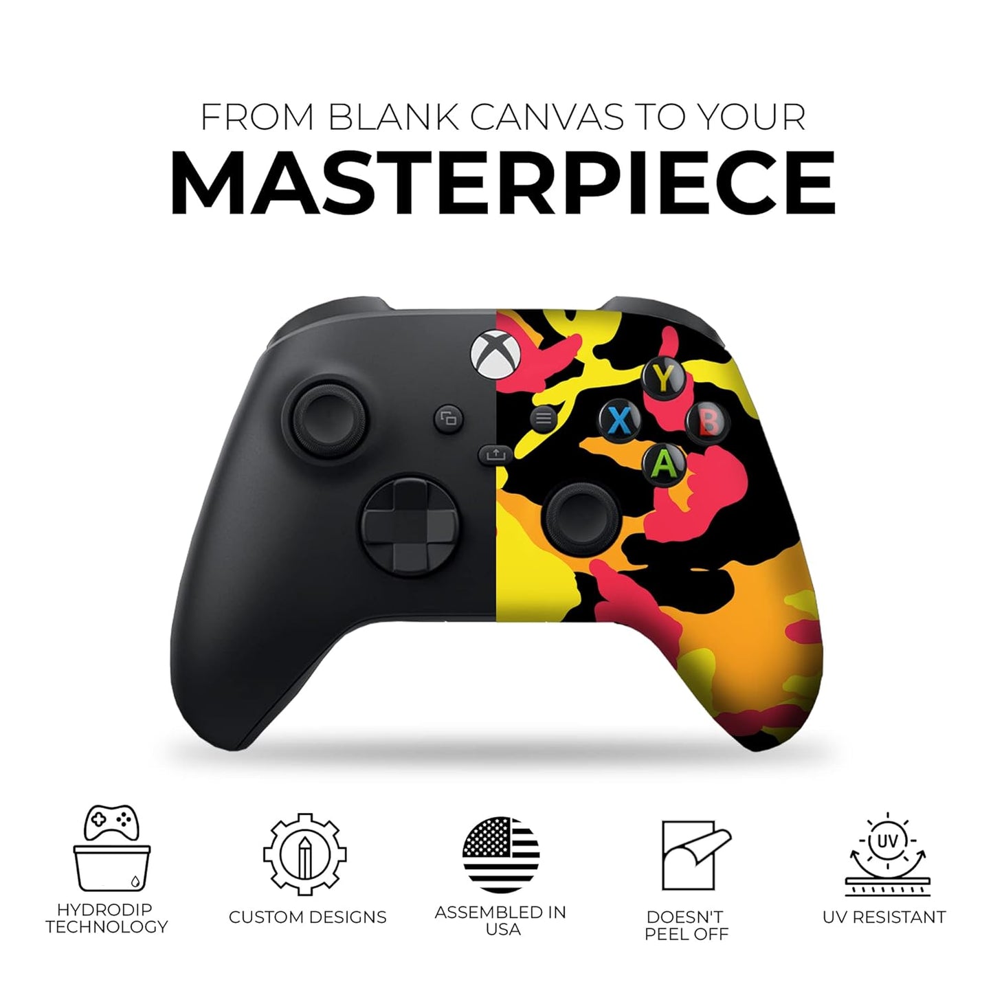 Fall Camo Custom X-Box Controller Wireless Compatible with X-Box One/Series X/S Proudly Customized in USA with Permanent HYDRO-DIP Printing (NOT JUST a SKIN)
