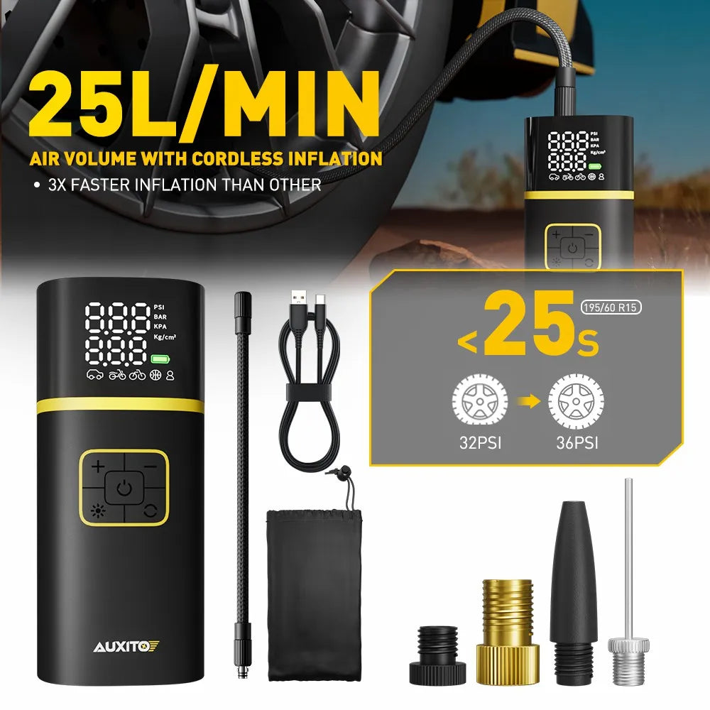 Rechargeable Air Pump Tire Inflator Portable Compressor Digital Cordless Car Tyre Inflator for Motocycle Bicycle Balls