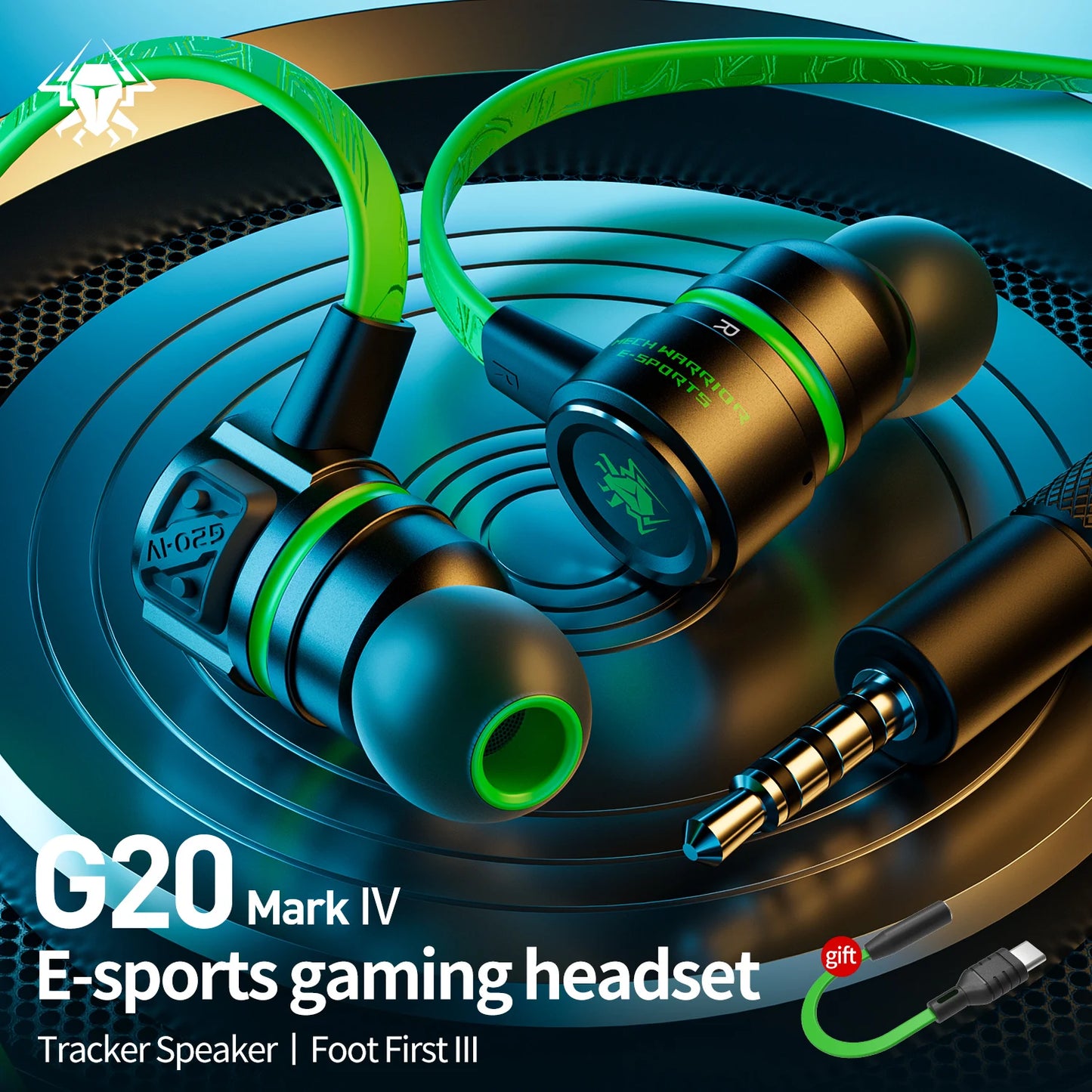 Gaming Headphone TYPE C/3.5Mm G20 Hammerhead Bass Earphones with Mic Gaming Headset for PUBG Gamer Play Wired Earphone for Phone