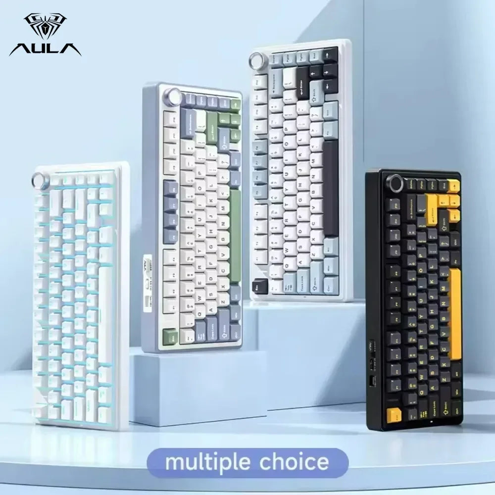 Gaming Mechanical Keyboard AULA F75 2.4G Wireless/Bluetooth/Wired RGB Customized 75% Layout Gasket Structure Gaming Accessories