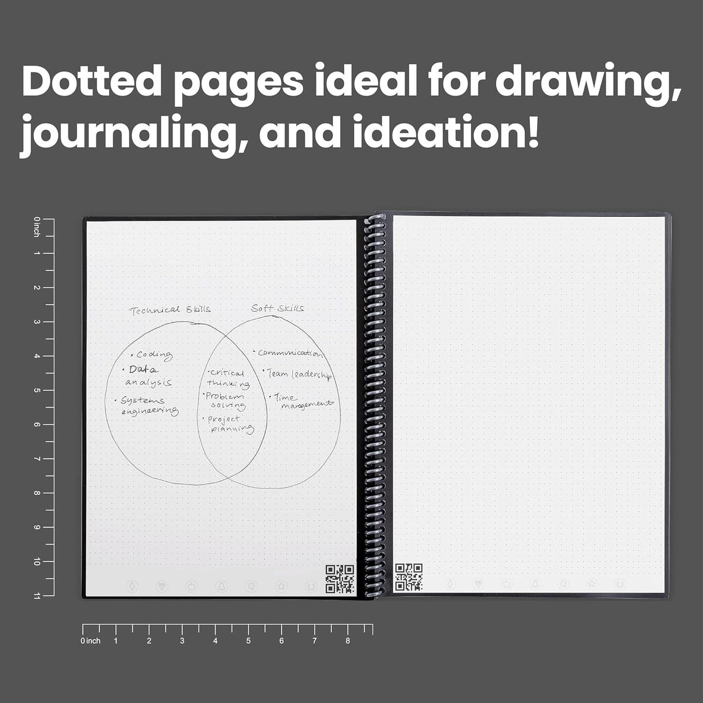 Rocketbook Core Reusable Spiral tebook, Letter Size 8.5X11, Teal - Dotted Pages, App-Connected, Erasable, Durable Cover, Ideal for School, Work, and Creative Projects