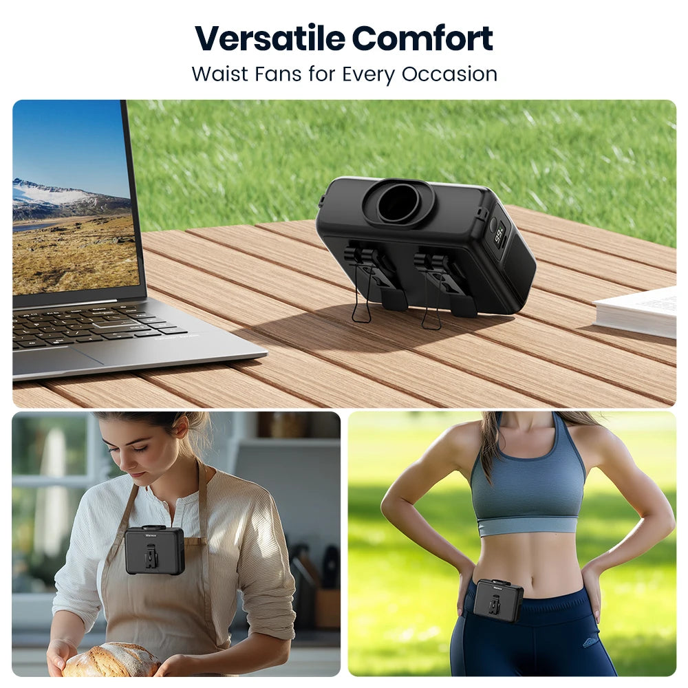 20000Mah Portable Waist Fan Clip on Personal Neck Fan with LED Flashlight & Power Bank,15000Rpm Strong Airflow,Wearable Belt Fan