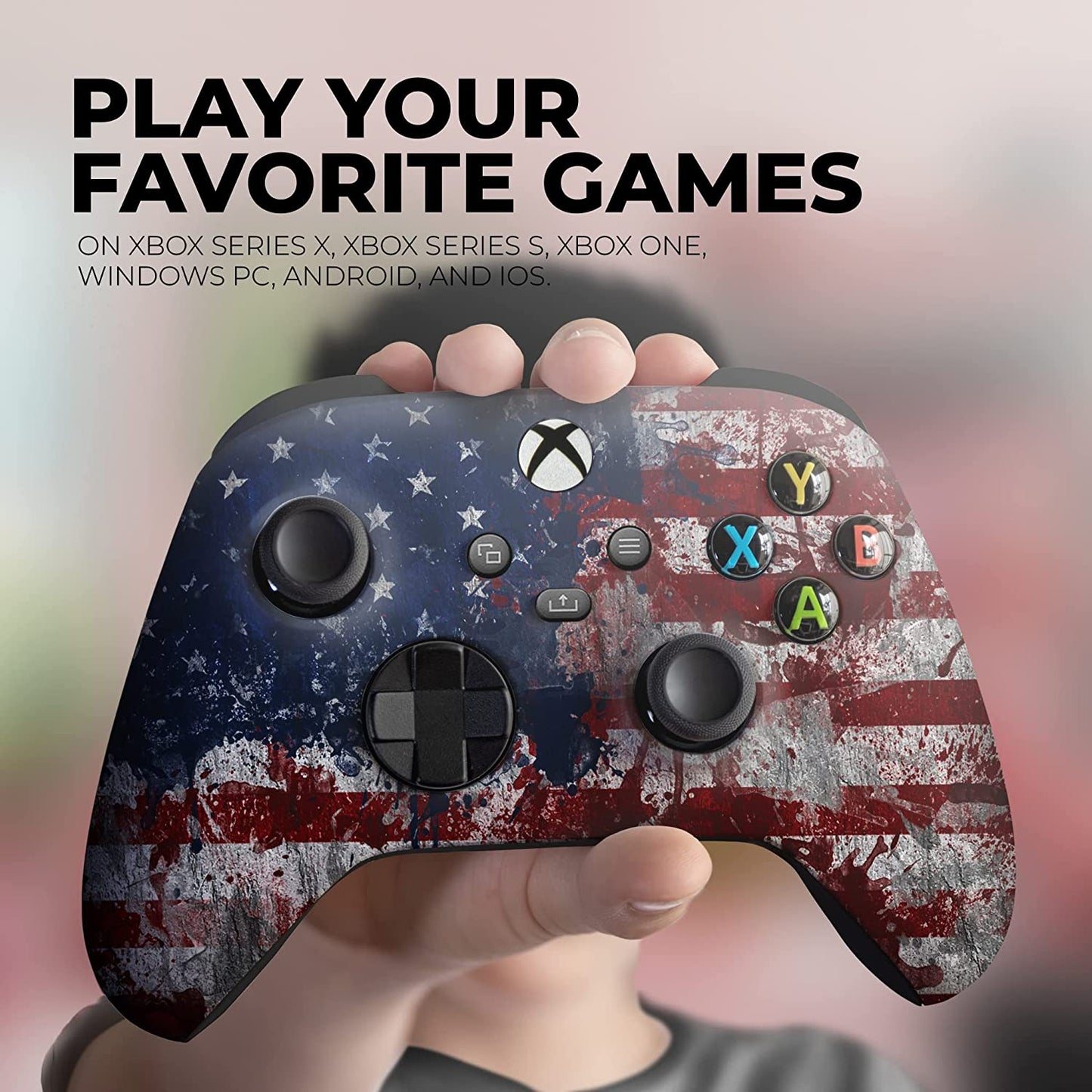 Tatterred Flag Custom X-Box Controller Wireless Compatible with X-Box One/Series X/S Proudly Customized in USA with Permanent HYDRO-DIP Printing(Not JUST a SKIN) (MODDED)