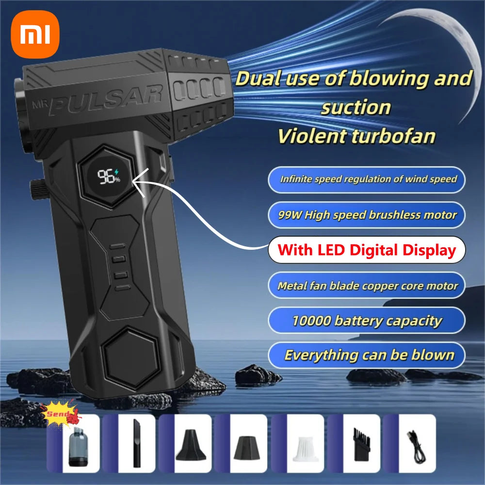 Xiaomi Turbo Jet Blower 990000RPM High Power Air Blower Brushless Motor Turbo Fan Wind Speed 75M/S 10000Mah Violent Air Blower