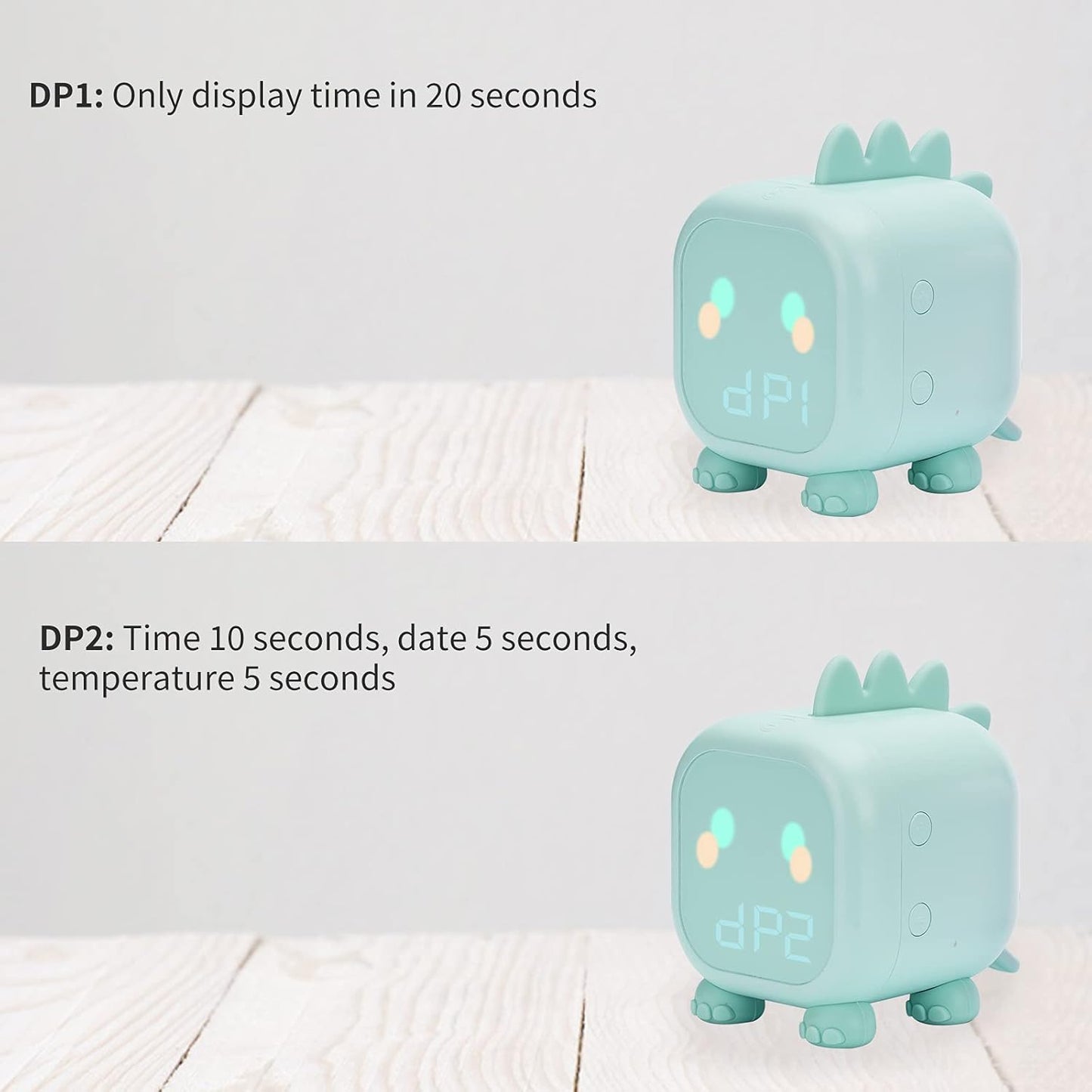 Kids Alarm Clock Children Bedroom Sleep Trainer with Snooze Wake up Light&Night Light Cute Digital Dinosaur Clock with USB for Boys Girls Gifts
