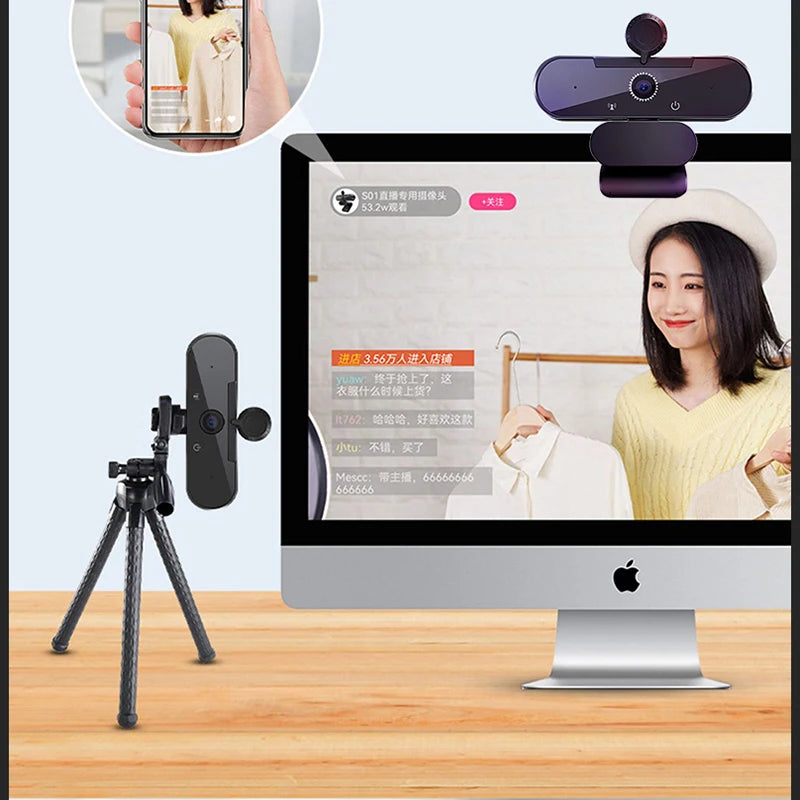 Ultra HD 2K PC Webcam USB Webcams Auto Focus Computer Web Cam with Microphone Camera for Live Streaming/ Video/ Conference