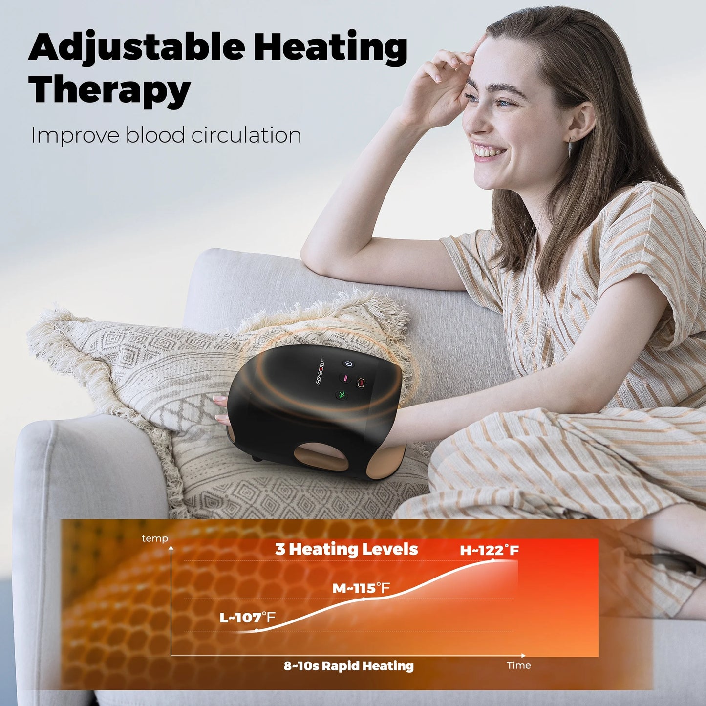 Cordless Hand Massager with Heat & 7 Massage Balls, Gift for Hand Massage for Pain Relief and Finger Numbness Relief, Black