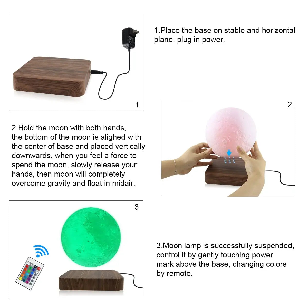 16 Colors Magnetic Levitation Moon Lamp Touch Floating 3D LED Printing Bedroom Bedside Atmosphere Desk Lamp Friends Gift