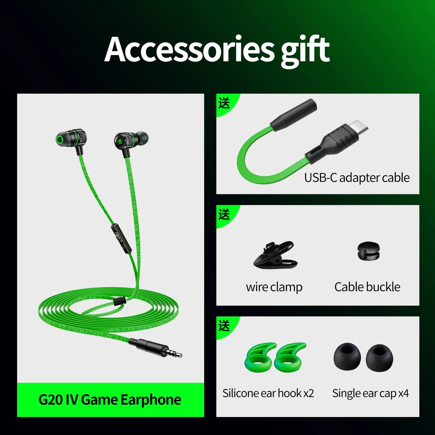 Gaming Headphone TYPE C/3.5Mm G20 Hammerhead Bass Earphones with Mic Gaming Headset for PUBG Gamer Play Wired Earphone for Phone