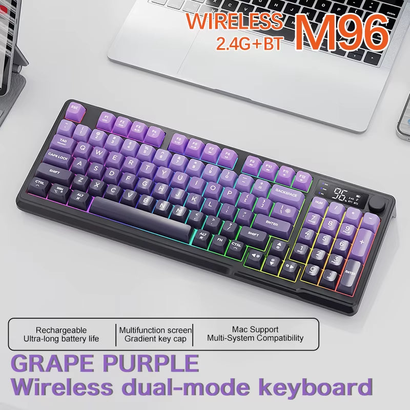M96 Wireless Keyboard with Screen,Gaming Keyboard Bluetooth Dual-Mode Connection,Multi-Device Linking,Ergonomic