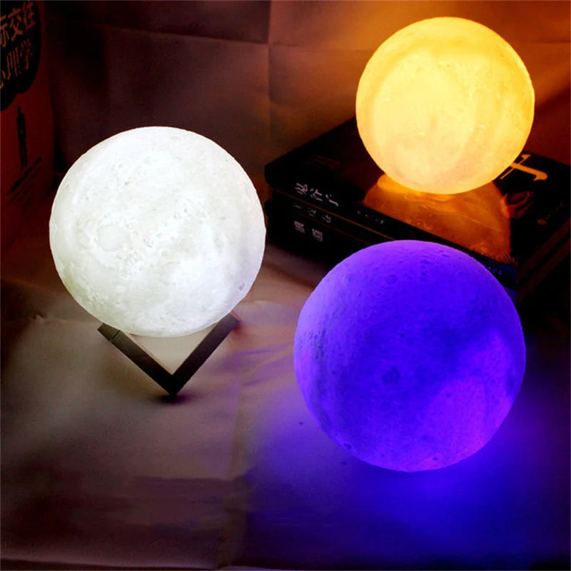 Led Moon Lamp Night Light 3D Printed 8/10/12Cm Lunar Lamp Battery Powered Colorful Moon Light Lamps for Kids Christmas Gift