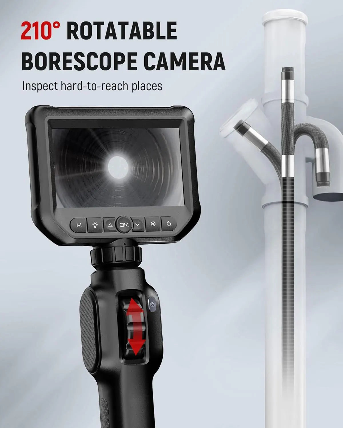 Two-Way Articulating Borescope Industrial Endoscope Camera with Light,1M Inspection Scope for Automotive and Aircraft Mechanics