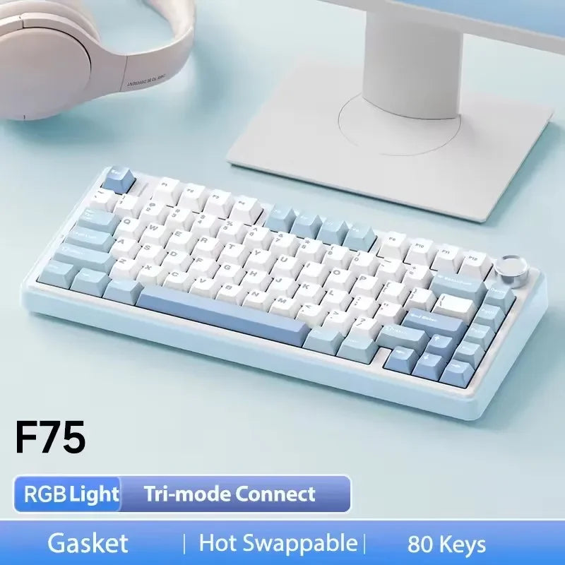 Gaming Mechanical Keyboard AULA F75 2.4G Wireless/Bluetooth/Wired RGB Customized 75% Layout Gasket Structure Gaming Accessories
