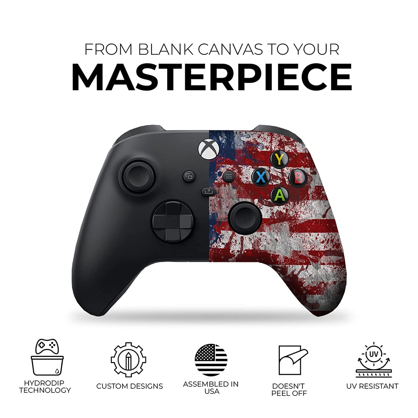 Tatterred Flag Custom X-Box Controller Wireless Compatible with X-Box One/Series X/S Proudly Customized in USA with Permanent HYDRO-DIP Printing(Not JUST a SKIN) (MODDED)