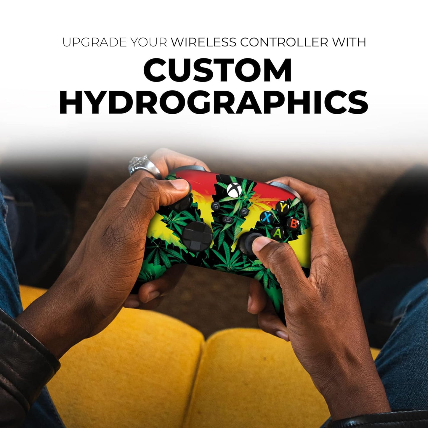Green Weed Grass Custom X-Box Controller Wireless Compatible with X-Box One/Series X/S Proudly Customized in USA with Permanent HYDRO-DIP Printing (NOT JUST a SKIN)