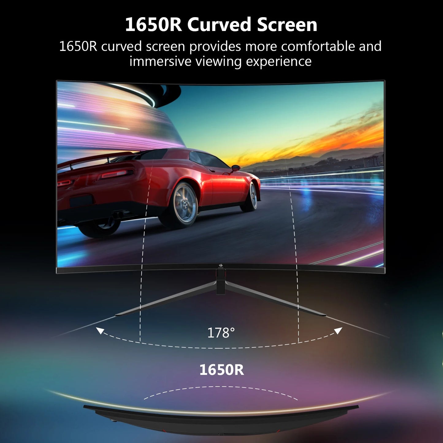 UG24 24-Inch Curved Gaming Monitor 180Hz(Dp) 144Hz(Hdmi) 1Ms Full HD 1920X1080 HDMI DP Port
