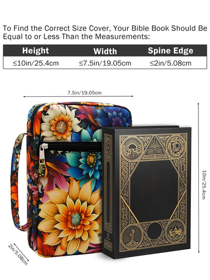 Bible Cover for Women with Flowers Printing, Bible Case,Bible Bag, Study Bible Case,Covers for Bible,Bible Boooks Covers