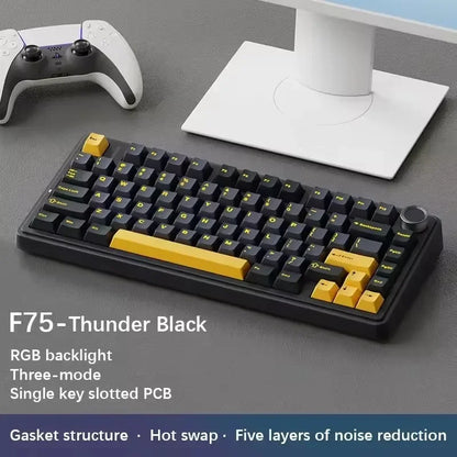 Gaming Mechanical Keyboard AULA F75 2.4G Wireless/Bluetooth/Wired RGB Customized 75% Layout Gasket Structure Gaming Accessories
