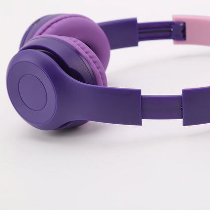 Kids Headphones, Cat Ear Wireless Headphones, LED Light up Bluetooth over on Ear Purple Headphones for Toddler Boy Girl Teen Children with Microphone,Purple