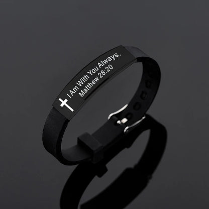 Quote Religious Cross Jesus Scripture Christian Bible Verse Inspirational Faith Silicone Bracelets for Men Jewelry