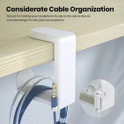 Pc Headphone Stand No Punch Table Clip Hook Headphone Holder 360 Degree Rotating Headphone Holder Miscellaneous Storage Hanging