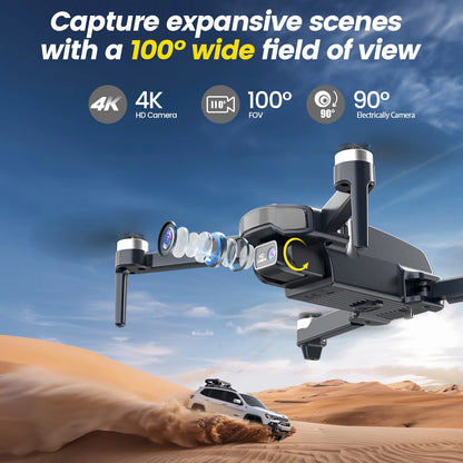 WF31 Drones with Camera for Adults 4K, GPS Foldable Quadcopter, 50 Min Flight Time, Black