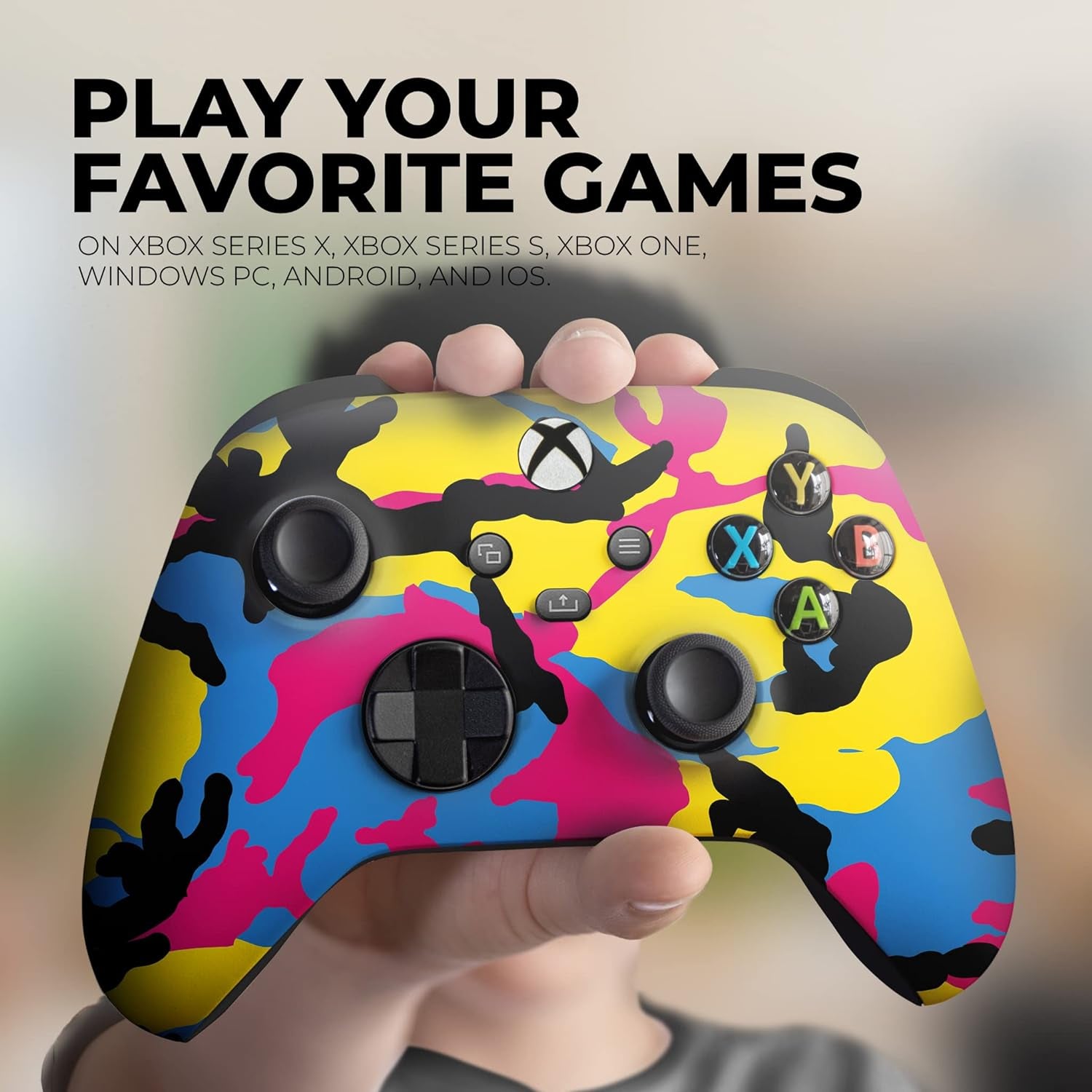 CMYK Camo Custom X-Box Controller Wireless Compatible with X-Box One/Series X/S Proudly Customized in USA with Permanent HYDRO-DIP Printing (NOT JUST a SKIN)