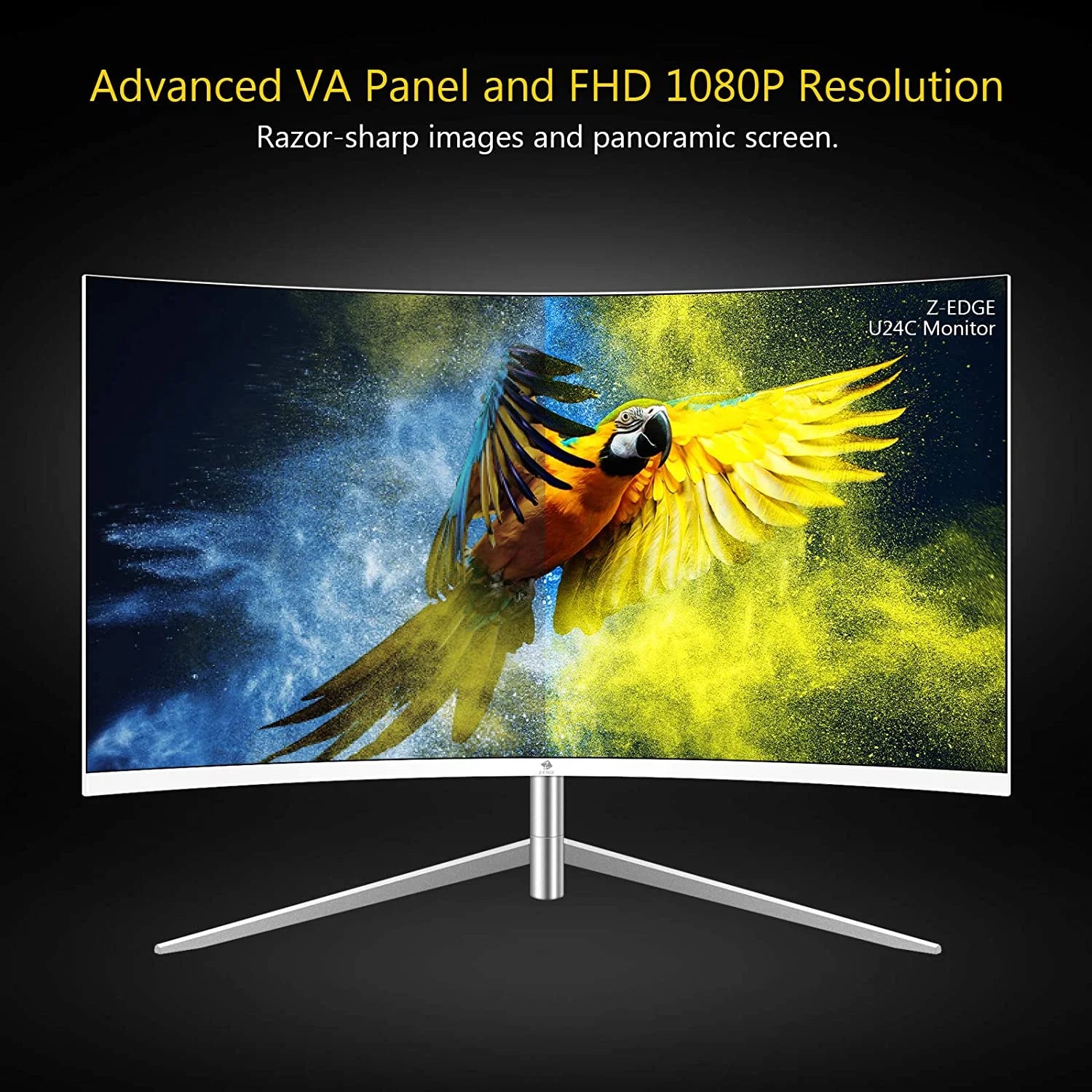 U24C 24-Inch Curved Monitor Full HD LED Monitor 1920X1080 75Hz 5Ms VGA+HDMI Port