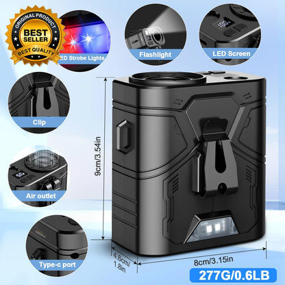 20000Mah Portable Waist Fan Clip Belt Shirt Body Rechargeable Battery 5 Speeds