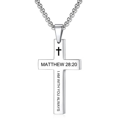 Christian Bible Verse Cross Pendant Necklace Stainless Steel Religious Scripture Prayer Jewelry Gifts