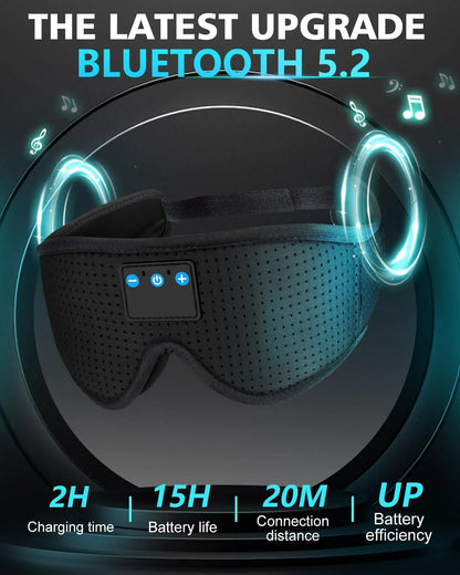 Bluetooth Sleep Mask Headphones,Blackout Sleepathy Sleep Mask Upgraded 3D Contoured Sleep Headphones Sleep Mask Gift Gadgets for Men & Women Great for Travel/Nap/Night Relaxation Black