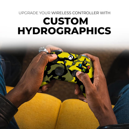 Yellow Camo Custom X-Box Controller Wireless Compatible with X-Box One/Series X/S Proudly Customized in USA with Permanent HYDRO-DIP Printing (NOT JUST a SKIN)