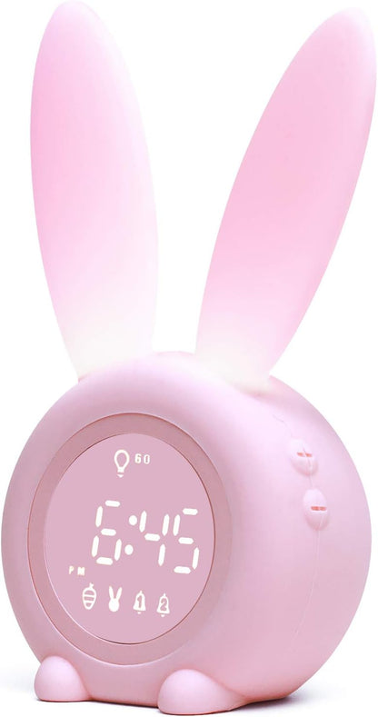 Kids Alarm Clock,Night Light for Kids, 5 Ringtones,Touch Control and Digital Thermometer,Sleep Timer with 2000Mah Rechargeable Clocks for Kids Room