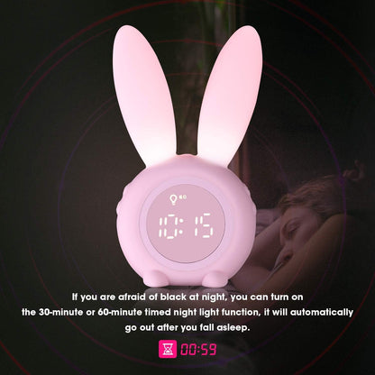 Kids Alarm Clock,Night Light for Kids, 5 Ringtones,Touch Control and Digital Thermometer,Sleep Timer with 2000Mah Rechargeable Clocks for Kids Room