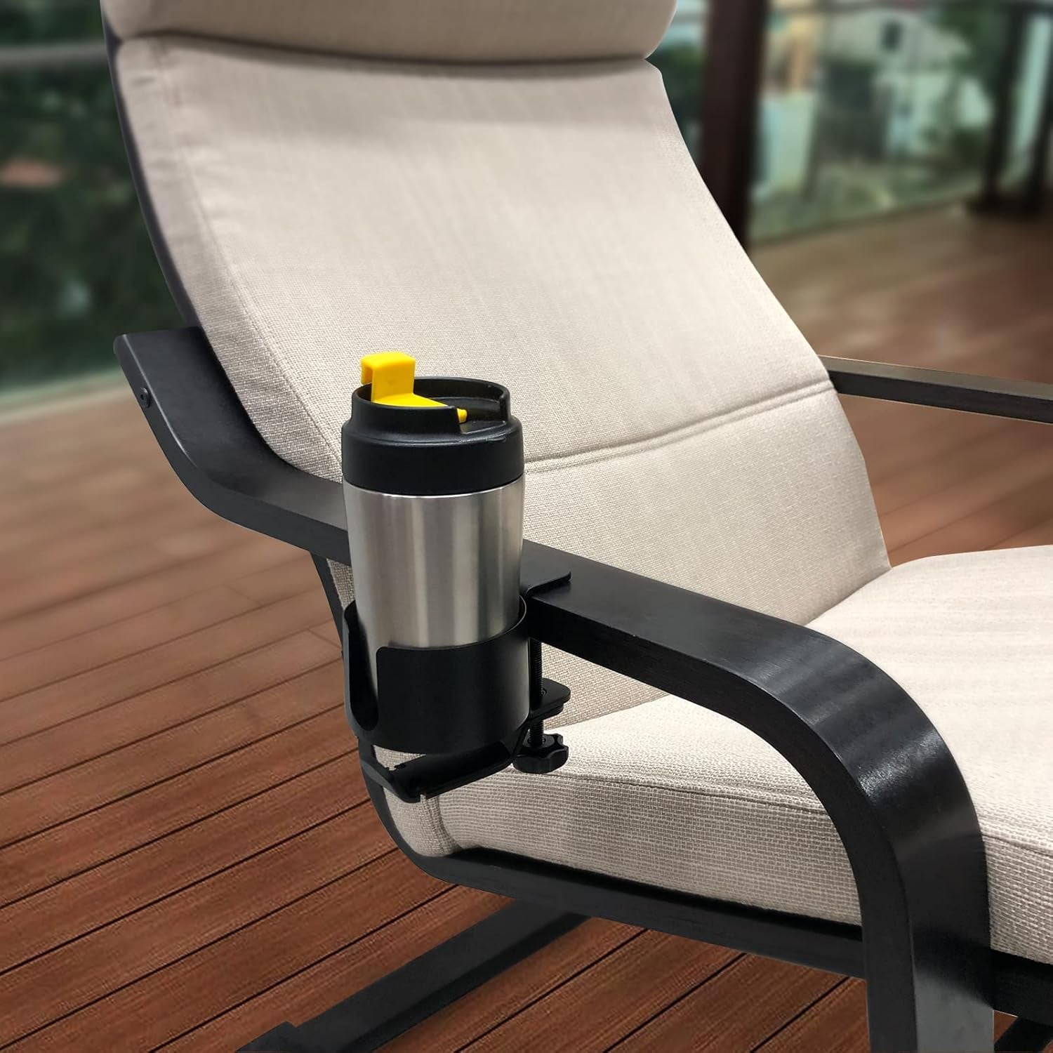 Desk Cup Holder with Headphone Hanger - Anti-Spill Table Cup Holder for Water Bottles, Wheelchairs, Workstations, Gaming Desk Accessories