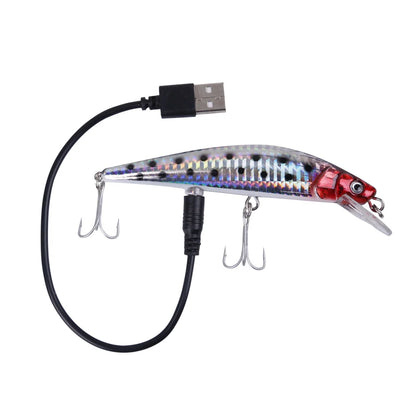 Simulated Fishing Lures Bait Electric Life-Like Vibrate Fishing Lures USB Rechargeable Flashing LED Light Throw Luminous Bait