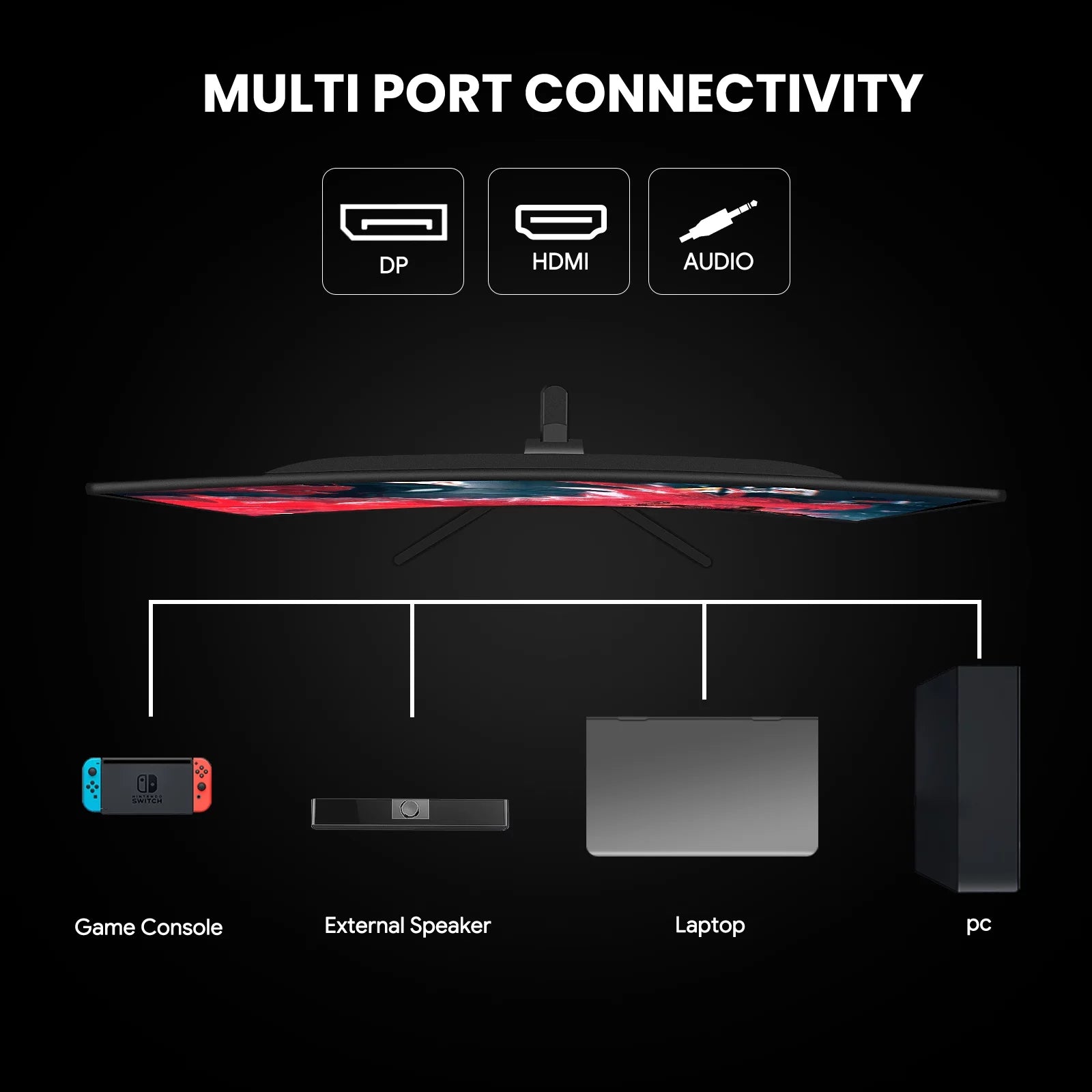 24" 165Hz/180Hz Curved Gaming Monitor,Fhd 1080P Computer Monitor,Freesync,120% Srgb,Low Motion Blur-Black