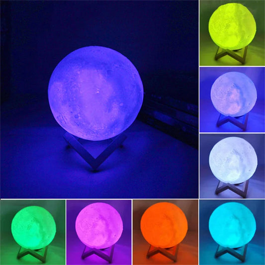 Led Moon Lamp Night Light 3D Printed 8/10/12Cm Lunar Lamp Battery Powered Colorful Moon Light Lamps for Kids Christmas Gift