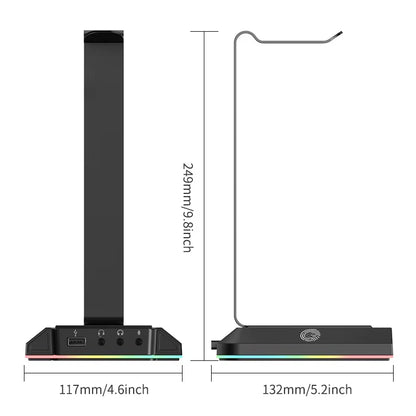 W1 Gaming Headset Stand with 7.1 Surround/2 USB and 3.5Mm Ports RGB Headphones Holder for Gamer Gaming PC Accessories Desk