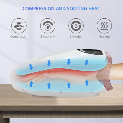 Hand Massager with Heat, Cordless Hand Massage Tool with Compression & Heating,3 Modes & 3 Levels Pressure Point Hand Massager for Arthritis and Carpal Tunnel from Finger to Wrist
