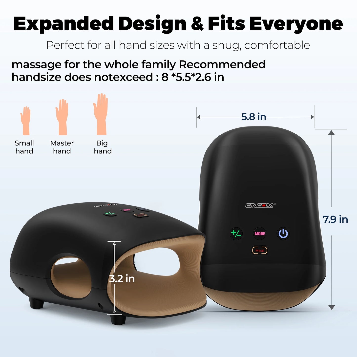 Cordless Hand Massager with Heat & 7 Massage Balls, Gift for Hand Massage for Pain Relief and Finger Numbness Relief, Black