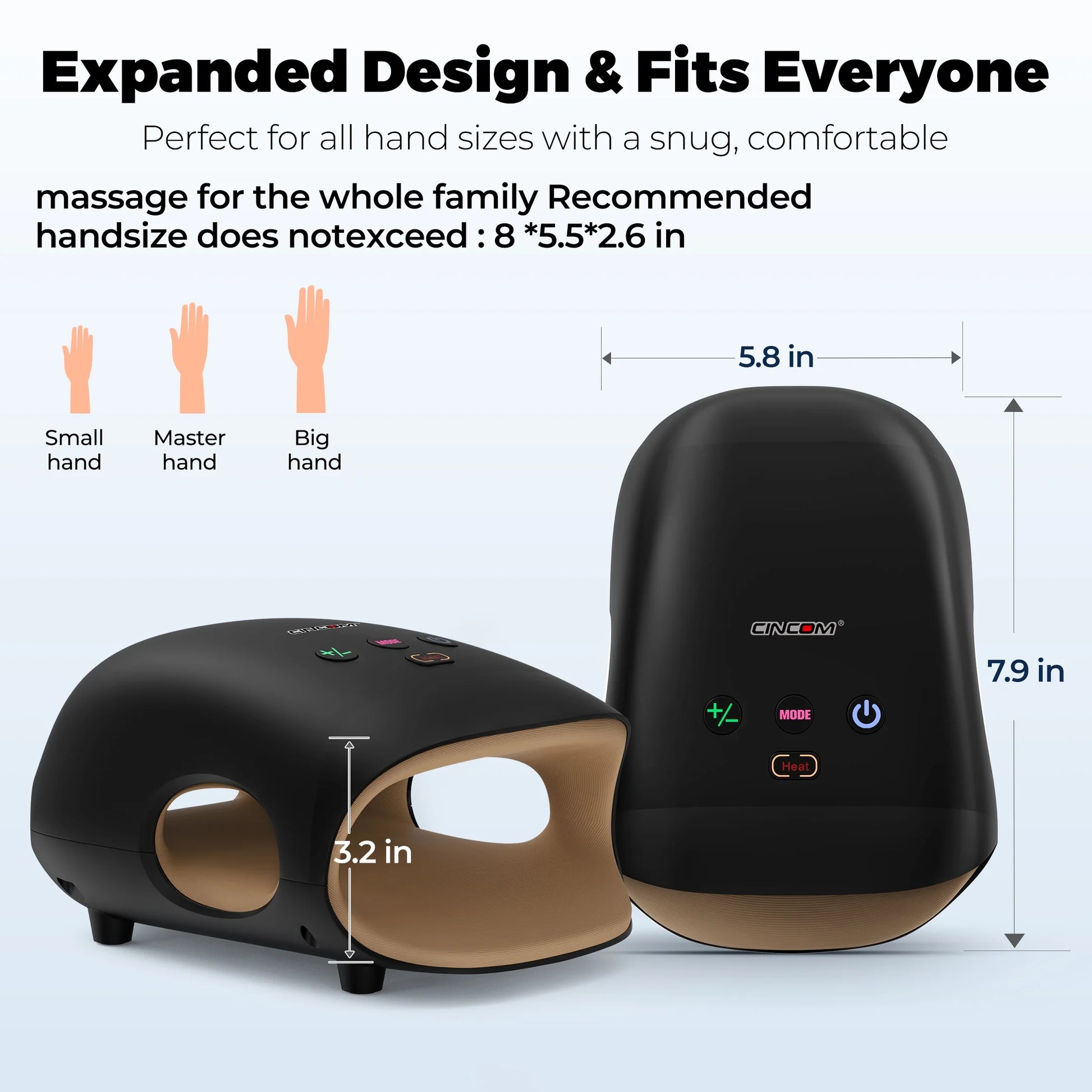 Cordless Hand Massager with Heat & 7 Massage Balls, Gift for Hand Massage for Pain Relief and Finger Numbness Relief, Black