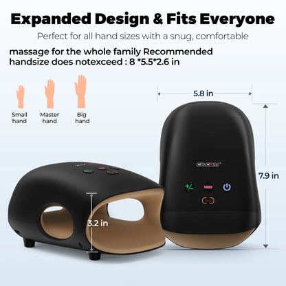 Cordless Hand Massager with Heat & 7 Massage Balls, Gift for Hand Massage for Pain Relief and Finger Numbness Relief, Black