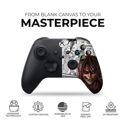 Attackk on Titan Custom X-Box Controller Wireless Compatible with X-Box One/X-Box Series X/S Proudly Customized in USA with Permanent HYDRO-DIP Printing (NOT JUST a SKIN)